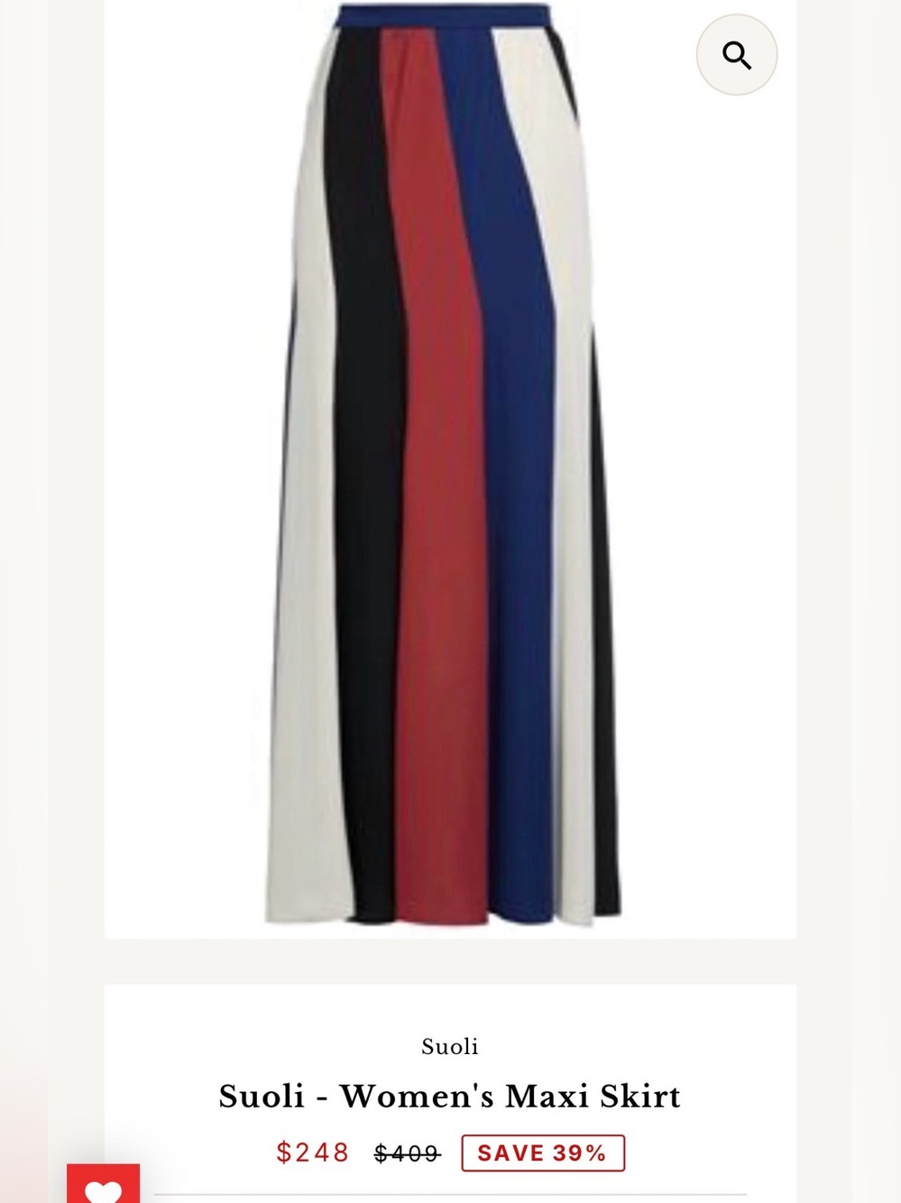 Suoli- Striped Maxi Skirt in Red, Blue, Black & Cream
